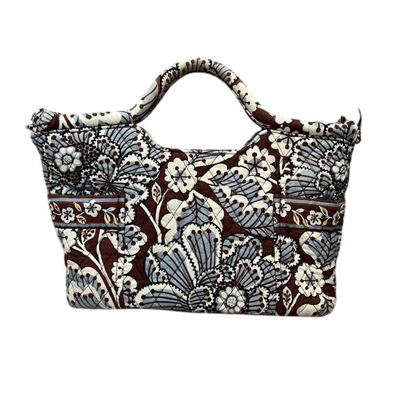 Vera Bradley Retired 2010 Slate Blooms The Gabby Quilted Tote Handbag Brown Gray - Picture 2 of 12